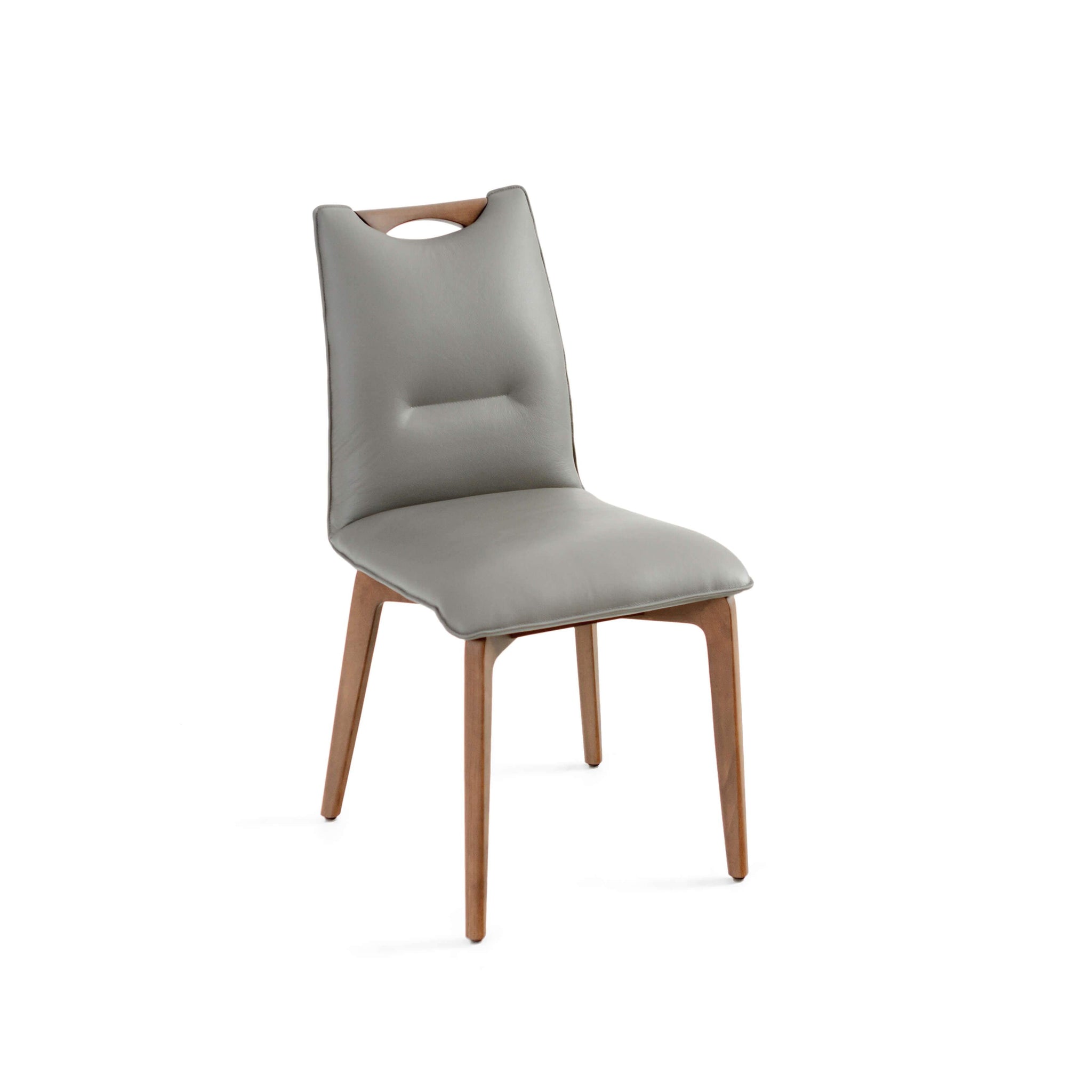 Ritz Walnut Grey Leather Dining Chair