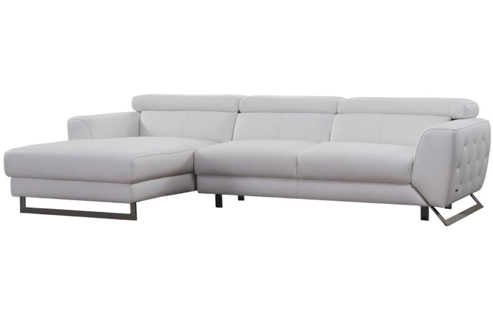 Alden White Leather Sectional Sofa