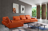 Kinsley Orange Leather Sectional Sofa