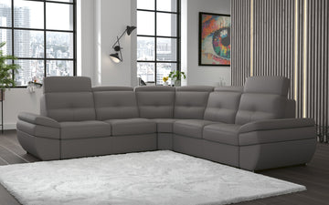 Salzburg Grey Leather Sectional by Nordholtz