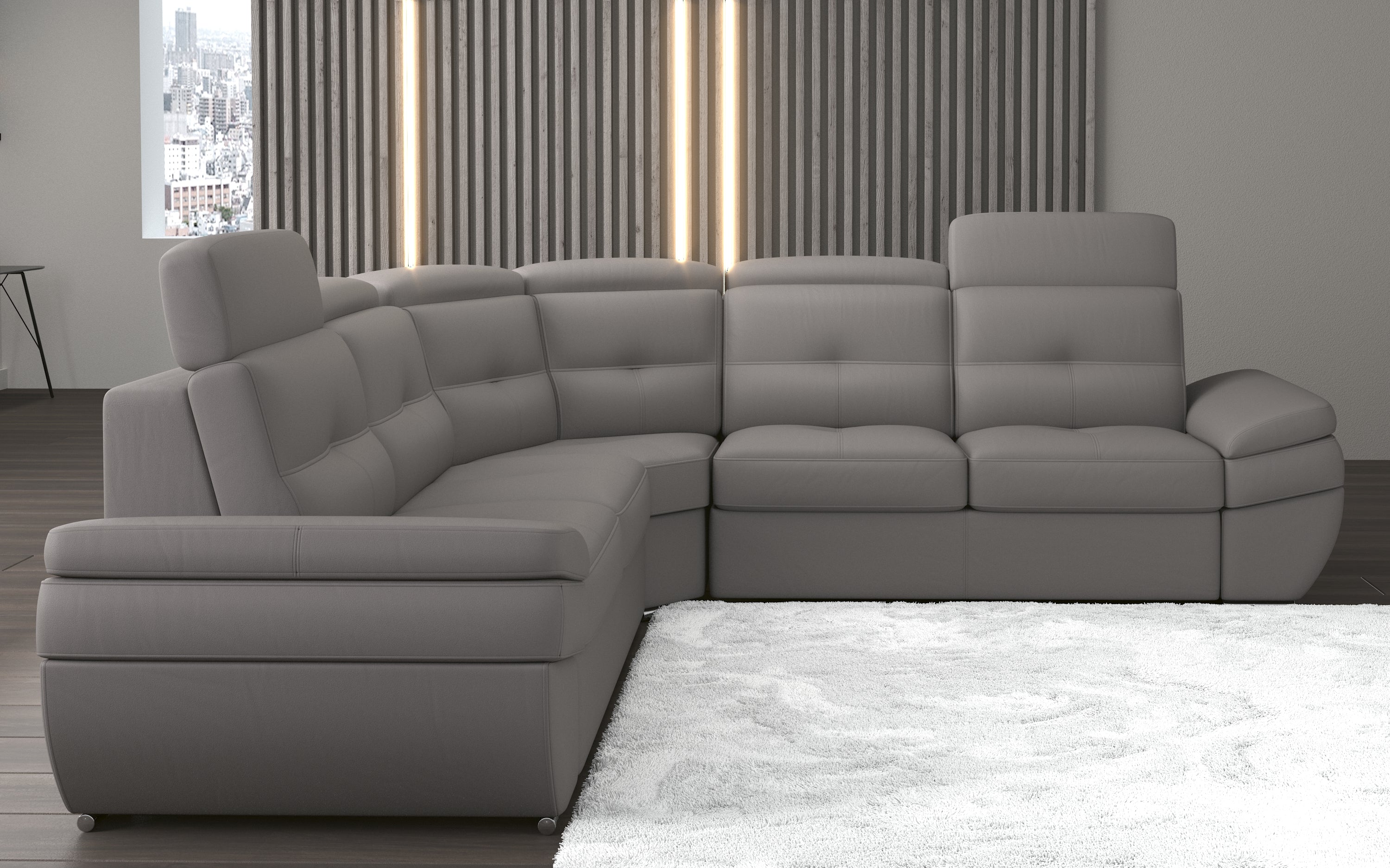 Salzburg Grey Leather Sectional By