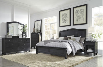 Oxford Sleigh Bed Black