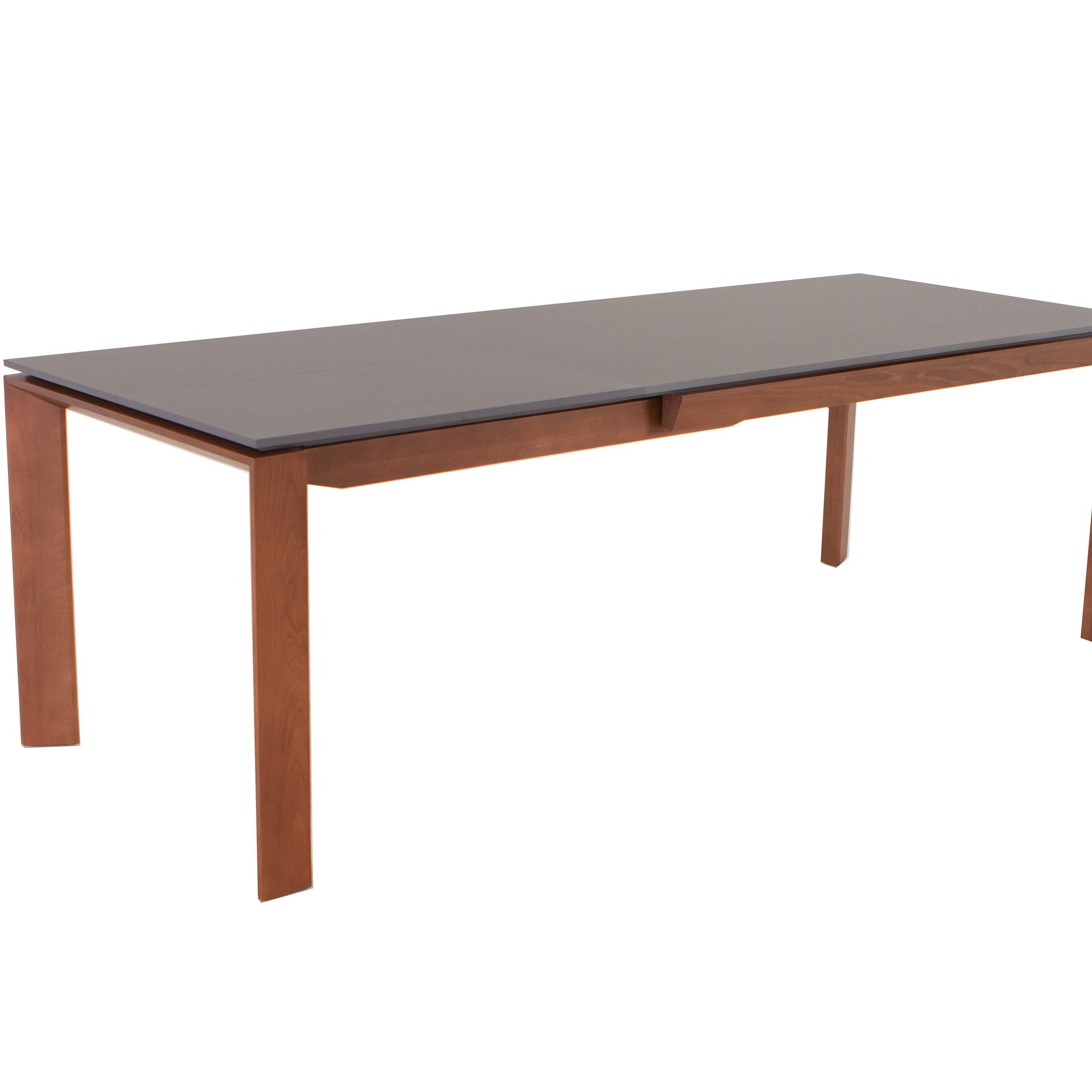 TEGEL WALNUT GRAY FENIX TOP DINING TABLE WITH TWO EXTENSIONS