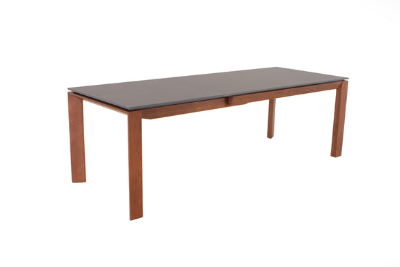 TEGEL WALNUT GRAY FENIX TOP DINING TABLE WITH TWO EXTENSIONS