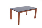 TEGEL WALNUT GRAY FENIX TOP DINING TABLE WITH TWO EXTENSIONS
