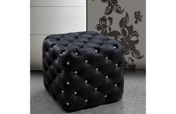 Nina Modern Eco Leather Pouf Black