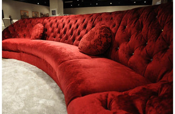 Cosmopolitan Modern Tufted Fabric Sectional Sofa Red
