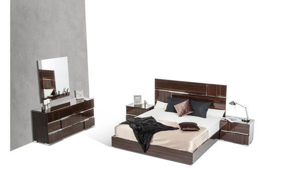Picasso Italian Modern Lacquer Bedroom Set Brown