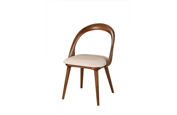 Mason Mid-Century Modern Beige & Walnut Dining Chair