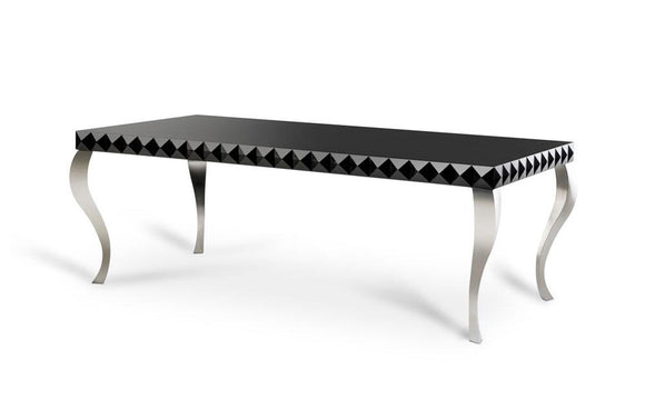 Mia Lacquer Modern White Dining Table Black