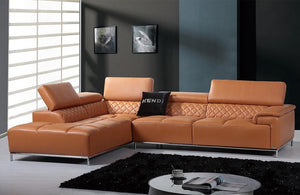 Dakota  Modern Orange Italian Leather Sectional Sofa