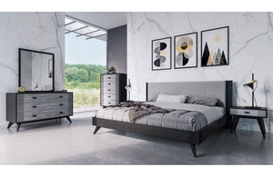 Panther Contemporary Gray & Black Bedroom Set