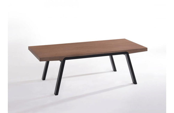 Rhett Modern Walnut & Black Coffee Table