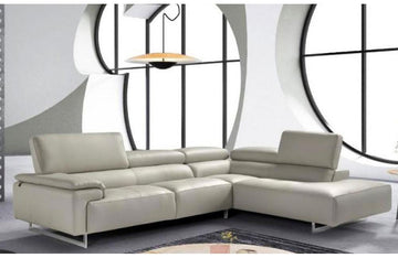 Wish Modern Leather Sectional Sofa Gray