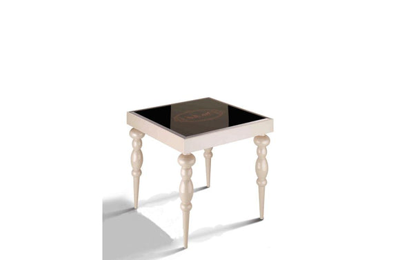 Saure Transitional End Table Champagne Gloss