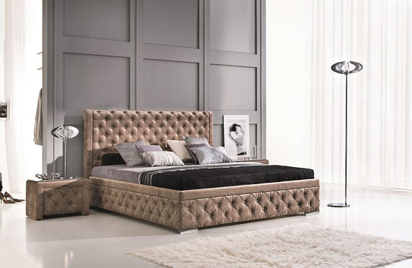 Valerie Platform Upholstered Bed in Sahara Gold by Nordholtz