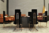 Loretto Modern Black Crocodile & Rosegold Dining Table w/ Loretto Modern Chairs