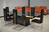 Loretto Modern Black Crocodile & Rosegold Dining Table w/ Loretto Modern Chairs