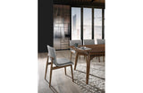 Modrest Ackley Modern Walnut and Grey Fabric Dining Chair- Set of 2