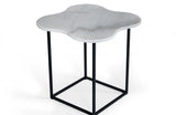 Modrest Aleidy White Marble + Black Metal End Table