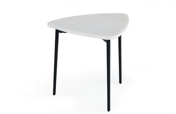 Modrest Andros White Marble + Black Metal End Table