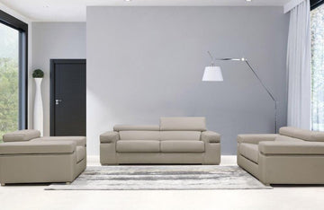 Divani Casa Atlantis 3 Piece Modern Light Grey Bonded Leather Sofa Set