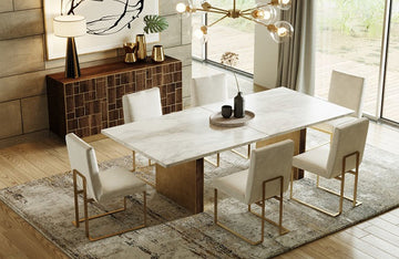 Modrest Auer White Marble & Gold Dining Table