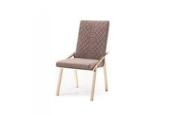 Modrest Acton Modern Brown Velvet & Gold Dining Chair (Set of 2)