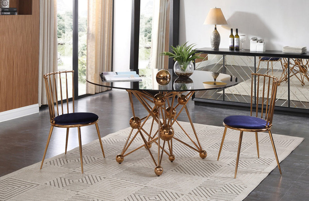 Brenna Modern Blue & Gold Dining Chair (Set of 2)