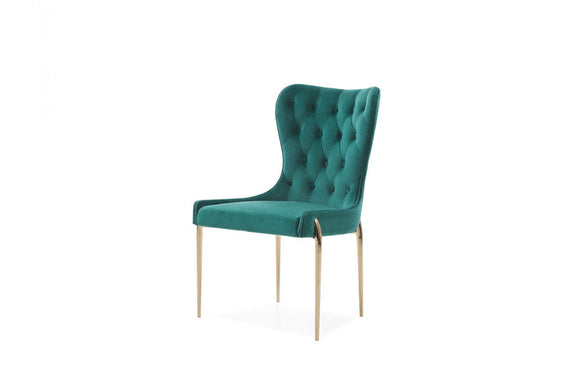 Modrest Nigel Modern Green Velvet & Gold Dining Chair (Set of 2)