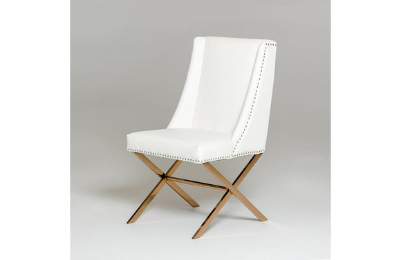 Modrest Alexia Modern White & Rosegold Dining Chair