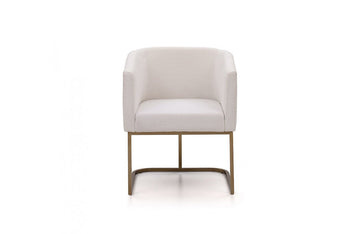 Modrest Yukon Modern White Fabric and Antique Brass Dining Chair