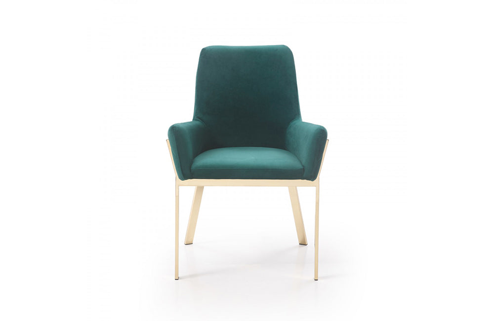 Modrest Robin Modern Green Velvet & Gold Dining Chair