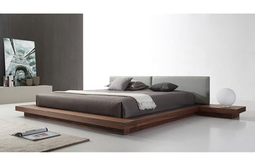 Modrest Opal Modern Walnut & Grey Platform Bed