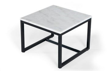Modrest Baca White Marble + Black Metal End Table