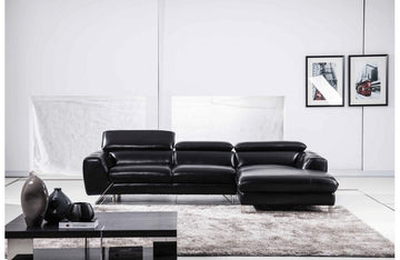 Aletta Black Leather Sectional Sofa