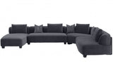 Divani Casa Bayou Contemporary Grey Velvet U Shaped Sectional Sofa