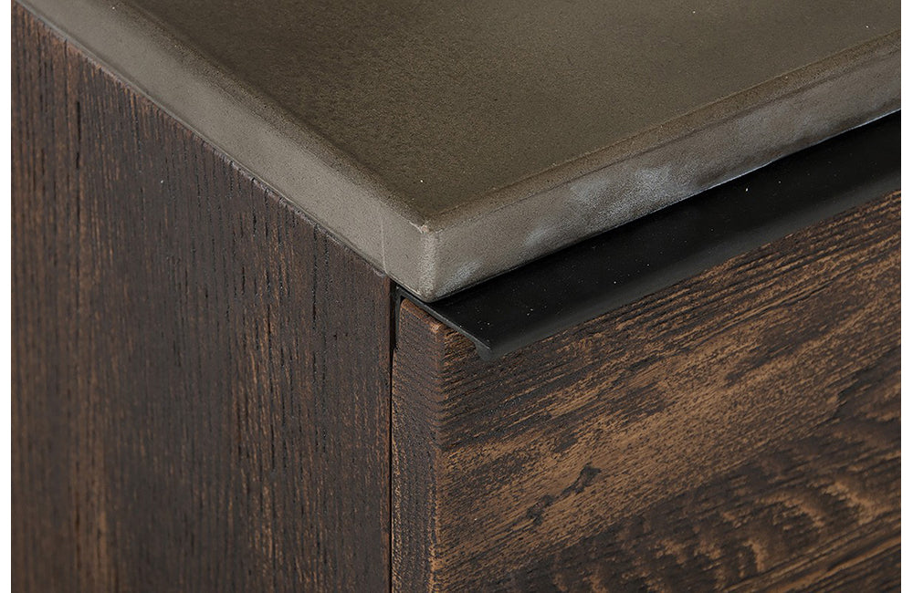 Modrest Selma Modern Dark Aged Oak and Concrete Top Chest