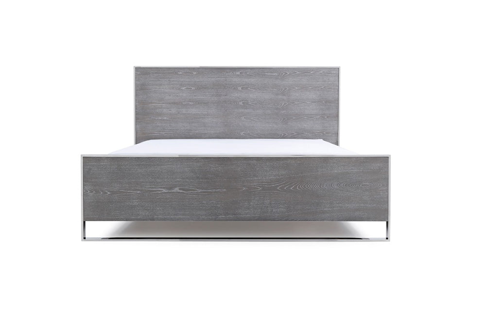Modrest Charlene Modern Grey Elm & Stainless Steel Bed