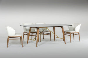 Asher Modern Smoked Glass & Walnut Dining Table