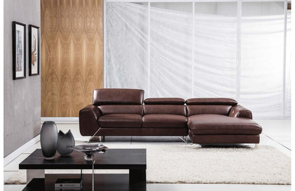 Aletta Brown Leather Sectional Sofa