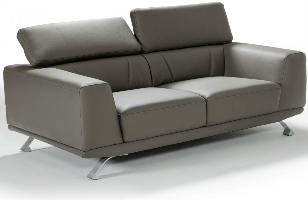 Divani Casa Brustle Modern Dark Grey Eco-Leather 89" Sofa