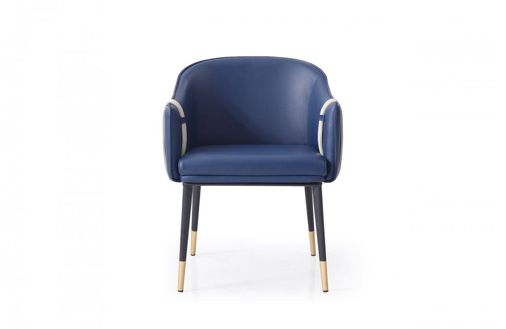 Modrest Calder Blue & Beige Bonded Leather Dining Chair