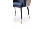 Modrest Calder Blue & Beige Bonded Leather Dining Chair