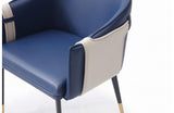 Modrest Calder Blue & Beige Bonded Leather Dining Chair