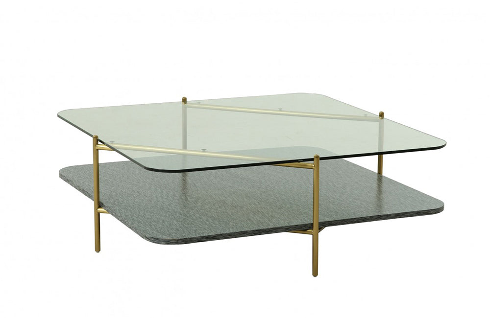 Modrest Cari Glam Gold + Glass Coffee Table