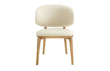 Modrest Chance Contemporary Cream Fabric and Brown Leatherette Walnut Dining Chair