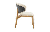 Modrest Chance Contemporary Cream Fabric and Brown Leatherette Walnut Dining Chair