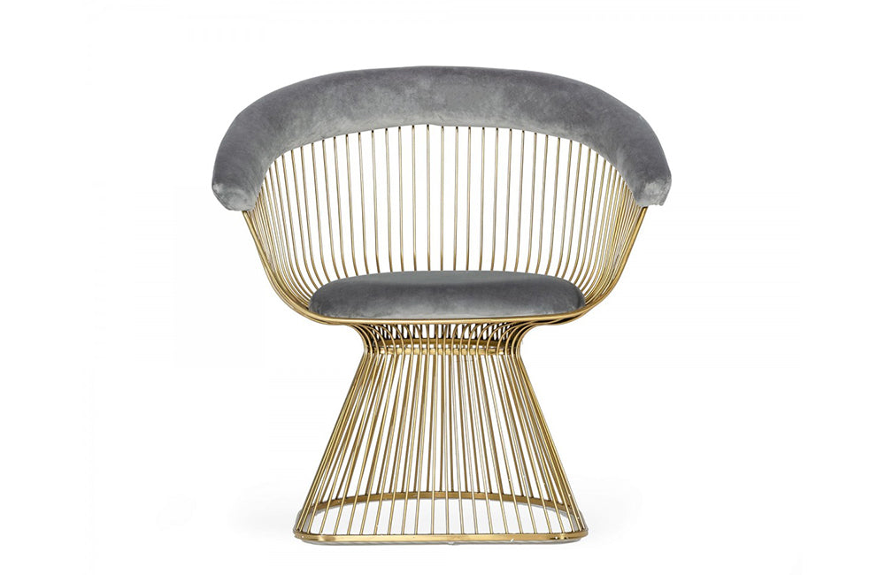 Modrest Chandler Modern Grey Velvet & Gold Dining Chair