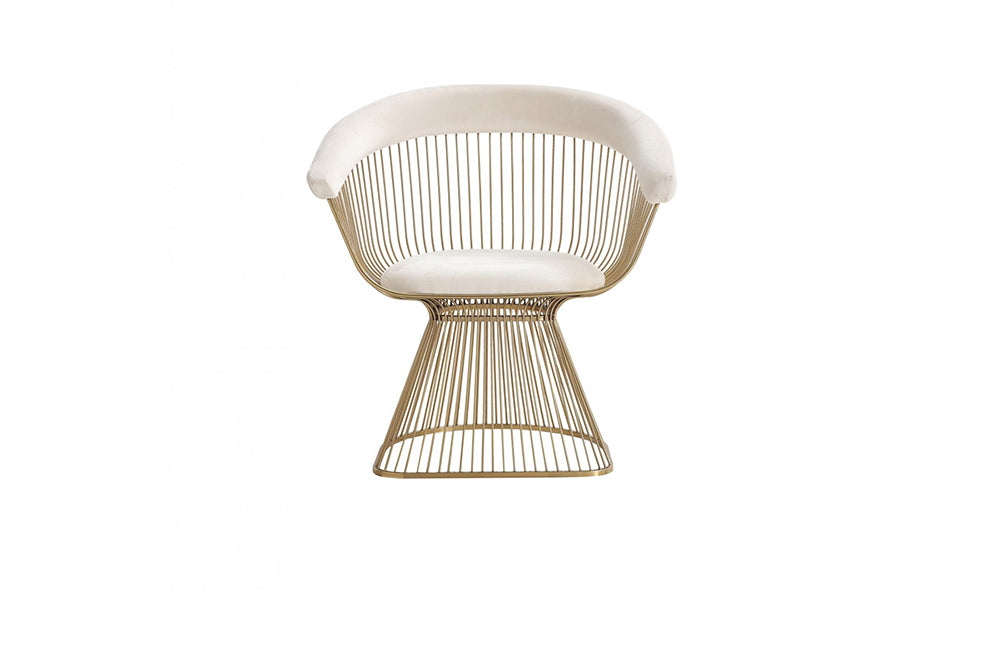 Modrest Chandler Modern Beige Velvet & Gold Dining Chair